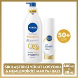 Nivea Sun SPF50 Güneş Koruyucu Nemlendirici Primer Makyaj Bazı 30ML ve Q10 Vücut LOSYON400ML