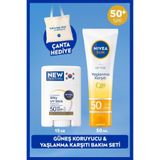 Nivea Sun SPF50 Güneş Koruyucu Stick Yüz Kremi ve Q10 Yaşlanma Karşıtı Yüz Bakım Kremi 50ML, Çanta Hediye