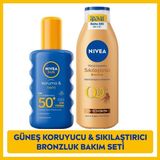 NIVEA Sun SPF50 Güneş Koruyucu Vücut Spreyi 200 ml ve Q10 Sıkılaştırıcı Losyon 250 ml Yaz İçin İdeal