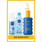 NIVEA SUN SPF50 Güneş Koruyucu Vücut Spreyi 200ml, Yüz Temizleme Köpüğü 150ml, Canlandırıcı Tonik 200ml