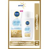 NIVEA SUN SPF50+ Hafif Dokulu Güneş Koruyucu Yüz Kremi 40ml, Yüksek Güneş Koruyucu, Erken Yaşlanma Karşıtı