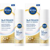 NIVEA SUN SPF50 Nemlendirici Primer Serum 30ml, Makyaj Bazı, Hyaluron, Antioksidan, Yüksek Güneş Koruyucu (2 paketi)
