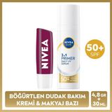 Nivea Sun SPF50 Primer Nemlendirici Makyaj Bazı 30 ml Ve Böğürtlen Nemlendirici Dudak Kremi Ve Parlatıcısı