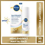 Nivea Sun Spf50 Primer Nemlendirici Makyaj Bazı 30ml, Kusursuz,Uzun Süreli Makyaj, , Hyaluron, Antioksidan