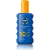NIVEA SUN SPF50 Yüksek Güneş Koruyucu ve Nemlendirici Vücut Spreyi 200ml, UVA UVB Koruması, Suya Dayanıklı + NIVEA Soft Krem 75 ml