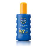 NIVEA SUN SPF50 Yüksek Güneş Koruyucu ve Nemlendirici Vücut Spreyi 200ml, UVA UVB Koruması, Suya Dayanıklı + NIVEA SUN Karoten Özlü Yoğun Bronzlaştırıcı Güneş Vücut Sprey 200ml