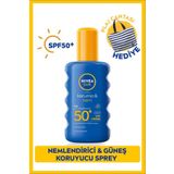 NIVEA SUN SPF50 Yüksek Güneş Koruyucu Vücut Spreyi 200ml, Nemlendirici, Suya Dayanıklı,Plaj Çantası Hediye