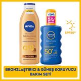 NIVEA SUN SPF50 Yüksek Güneş Koruyucu Vücut Spreyi 200ml ve Q10 Bronzluk Losyonu 250ml Etkili Koruma