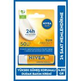 Nivea SUN Yüksek Güneş Korumalı Dudak Bakım Kremi 4.8gr, SPF50, 24 Saat Nemlendirici, E ve C Vitamini