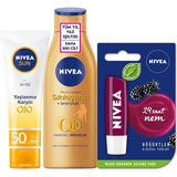 Nivea Sun Yüz Koruma Leke Karşıtı Gkf 50+Q10 Sıkılaştırıcı Vücut Losyon 200 Ml+Böğürtlen Dudak Krem - [d]
