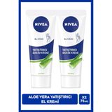 NIVEA Yatıştırıcı El Bakım Kremi Aloe Vera 75ml, Nemlendirici, Yumuşak Cilt, Hızlı Emilir, X2 Adet