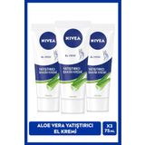 NIVEA Yatıştırıcı El Bakım Kremi Aloe Vera 75ml, Nemlendirici, Yumuşak Cilt, Hızlı Emilir, X3 Adet