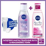 Nivea Yatıştırıcı Micellar Makyaj Temizleme Suyu 200ML ve Nemlendirici Tonik, Pamuk Hediyeli Bakım Rutini