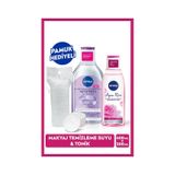 NIVEA Yatıştırıcı Micellar Makyaj Temizleme Suyu 400 ML + Aqua Rose Nemlendirici Tonik 200 ML + Pamuk