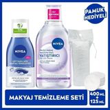 Nivea Yatıştırıcı Micellar Makyaj Temizleme Suyu ve Göz Makyaj Temizleyici 125ml, Pamuk Hediyeli Set