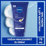 Nivea Yoğun Nemlendirici El Bakım Kremi 75ml, Kuru Ciltler, Hyaluronik Asit, Badem Yağı, Yumuşak ve Bakımlı Cilt Hissi