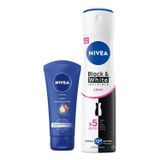 NIVEA Yoğun Nemlendirici El Kremi 75ml + NIVEA Kadın Sprey Deodorant Black&White Invisible Clear 150 ml