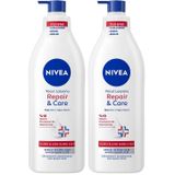 NIVEA Yoğun Nemlendirici Repair & Care Vücut Losyonu 400ml, 72 Saat Nemlendirime, Kaşıntılı ve Hassas Ciltlere Özel, Onarıcı, Gliserin,Pro Vitamin B5,Niasinamid,Kuru Ciltler (2 paketi)
