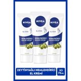NIVEA Zeytinyağlı Nemlendirici El Bakım Kremi 75ml, 3'lü Set