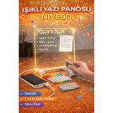 Nivego LED Işıklı Çizim Tahtası Pano Ayarlanabilir Stant 7 Renk Kalem Hediyeli Usb li Geliştirici Eğitici