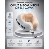 Nivego Nvg Titreşimli Boyun Masaj Yastığı 1800 Mah Şarjlı Boyun Destek Yastığı Ev Seyahat ve Ofis Kullanımı - Gri