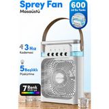 Nivego Sprey Fan Masaüstü Mini Klima 600 ml Su Tanklı 3 Hız Kademeli Buharlı Soğutucu Rgb Işıklı Taşınabilir Vantilatör-Pervane - Beyaz