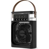Nivego Sprey Fan Masaüstü Mini Klima 600 ml Su Tanklı 3 Hız Kademeli Buharlı Soğutucu Rgb Işıklı Taşınabilir Vantilatör-Pervane - Siyah