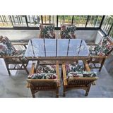 Nivemes Home Nivemeshome 6 Kişilik Minderli Bambu Oturma Seti (6 Sandalye+Sehpa) - Krem