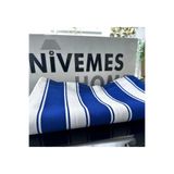 Nivemeshome Branda Balkon Perdesi Kornişli Ve Bağcıklı Fon Perde,Mavi-Beyaz 400 X 190