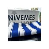 Nivemeshome Branda Balkon Perdesi Kornişli Ve Bağcıklı Fon Perde,Mavi-Beyaz 470 X 200