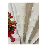 Nivemeshome Ekru Renk Ponponlu Pufy Fon Perde 1/3 Sık Pile (Yeni Kumaş Versiyon) Ekru 120 X 270