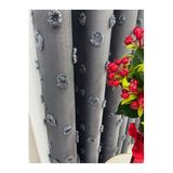 Nivemeshome Gri Renk Ponponlu Pufy Fon Perde 1/3 Sık Pile (İthal Kumaş Versiyon) Koyu Gri Gri 100 X 270