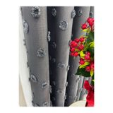 Nivemeshome Koyu Gri Renk Ponponlu Pufy Fon Perde 1/3 Sık Pile (İthal Kumaş Versiyon) Koyu Gri 90 X 260