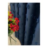 Nivemeshome Lacivert Renk Ponponlu Pufy Fon Perde 1/3 Sık Pile (İthal Kumaş Versiyon) Lacivert 90 X 260