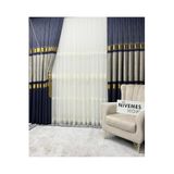 Nivemeshome Nivemeshome Hayal Life Simena V-2531 Lacivert-Gold 1/3 Sık Pileli Fon Perde Apm (İthal Kumaş Versiyon) Lacivert-Gold 100 X 260
