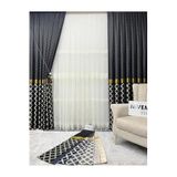 Nivemeshome Nivemeshome Hayallife Troya V-911 Siyah-Gold 1/3 Sık Pileli Fon Perde Apm (İthal Kumaş Versiyon) Siyah-Gold 100 X 250