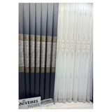 Nivemeshome Nivemeshome Likya Ft632120 V-2501 Lacivert-Gold 1/3 Sık Pileli Fon Perde Apm (İthal Kumaş Versiyon) Lacivert-Gold 50 X 250