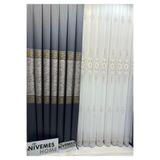 Nivemeshome Nivemeshome Likya Ft632120 V-2501 Lacivert-Gold 1/3 Sık Pileli Fon Perde Apm,Lacivert-Gold 100 X 270