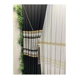 Nivemeshome Nivemeshome Melanezya Siyah- Gold Şeritli 1/3 Sık Pileli Fon Perde Apm (Premium Kumaş Versiyon) Siyah-Gold 100 X 260