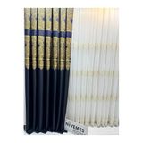 Nivemeshome Nivemeshome Milas Lacivert-Gold 671539 1/3 Sık Pileli Fon Perde Apm (İthal Kumaş Versiyon) Lacivert Gold 50 X 260