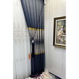 Nivemeshome Pano Fon Perde Çift Kanat Sık Pileli Jakarlı Yarı Parlak Desenli (İthal Kumaş Versiyon) Amasra Lacivert 100 X 270