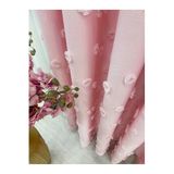 Nivemeshome Şeker Pembe Renk Ponponlu Pufy Fon Perde 1/3 Sık Pile (İthal Kumaş Versiyon) Şeker Pembe 120 X 270