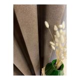 Nivemeshome Sütlü Kahve Renk - Keten Görünümlü 1/3 Sık Pile Fon Perde (İthal Kumaş Versiyon) S.Kahve 80 X 270