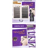 NİVİXE LASHES PRO DİZAYN 640'lı Takma Kirpik Seti, Yapıştırıcı, Sabitleyici, Cımbız ve Kirpik Fırçası