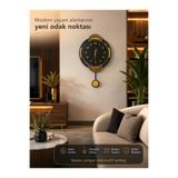 Nixar Desing Sessiz Mekanizmalı Sarkaçlı Duvar Saati 40x65 cm Siyah Gold Pleksi Ahşap MDF Saat