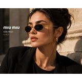 Nixcon Miu Miu SMU9043 UV400 Kadın Güneş Gözlüğü Metal Çerçeve Füme Cam UV400 Koruma Gold