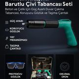 Nixcon Profesyonel Barutlu Çivi Tabancası Seti | Beton Ve Çelik İçin Güç Ayarlı Duvar Çakma Tabancası, Koruyucu Gözlük Ve Taşıma Çantalı