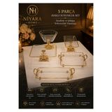 Niyara home Cam 5 PARÇA AYAKLI SUNUMLUK SET Zarafetin ve Şıklığın Sofranızdaki Yansıması