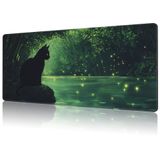 NIYLYNSYN Büyük Mouse Pad Siyah Kedi Genişletilmiş Oyun Klavyesi Masa Matı Kaymaz Kauçuk Dikişli Kenar Masa Pedi Ofis Ev Masaüstü Dekorasyonu için Uygun (34,5 x 15,7 inç)
