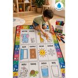 Nizal Home Eğitici Yıkanabilir Tekrar Boyanabilir Çocuk Odası Oyun Matı Boyama Halısı Boya Kalem Seti Hediye - 20 x 30